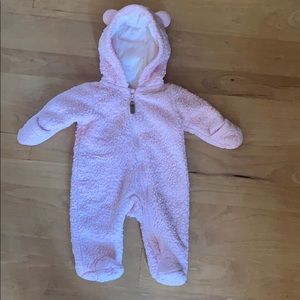 Newborn pink Sherpa snowsuit